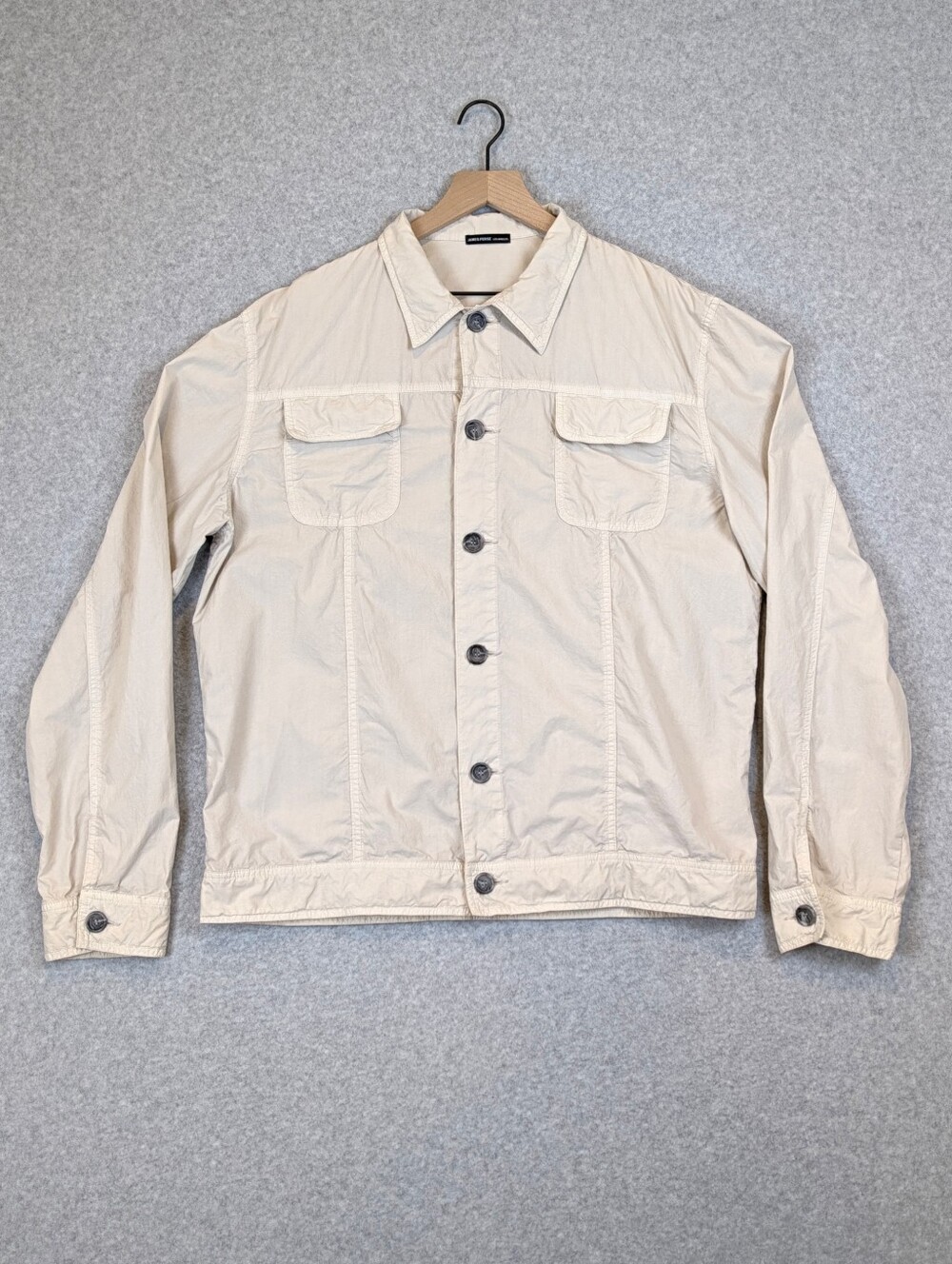 James Perse Lightweight Poplin Overshirt Mens XL Size 4 Tan USA Stretch Utility